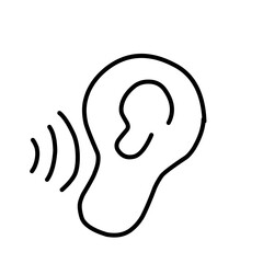 Ear vector icon, hearing symbol