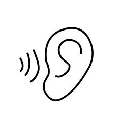 Ear vector icon, hearing symbol