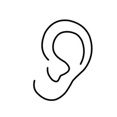 Ear vector icon, hearing symbol