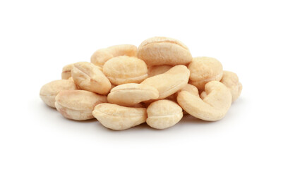 Heap of cashew nuts isolated.