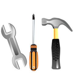 tools icons set. hammer and wrench,