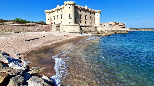 Italian landmarks. scenic view of castle on the beach a Ladispoli - Castello Palo Odescalchi. Lazio region, Italy