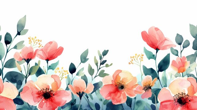 Watercolor Floral Border Design © Custom Media