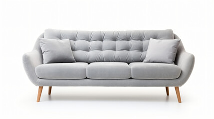 Modern Scandinavian classic gray sofa with legs.