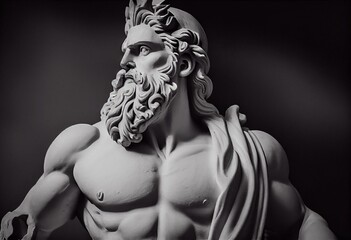 Statue of the god Zeus. Ancient Greek mythology. Antique sculpture. created with ai. Generative AI