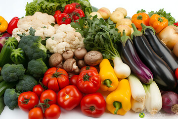 fresh fresh vegetables arranged on a white background