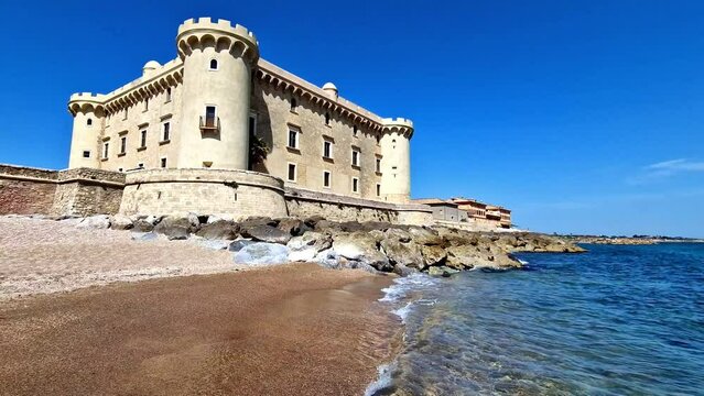 Italian lanmdrks. scenic view of castle on the beach a Ladispoli - Castello Palo Odescalchi. Lazio region, Italy

