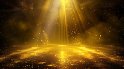 golden light beams on a dark background in the style 