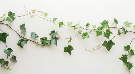 green ivy on a white background in the style of surre - obrazy, fototapety, plakaty