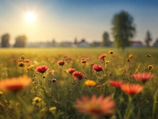poppy field in the morning