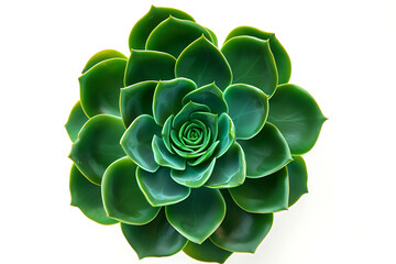 green succulent flower isolated on white in the style