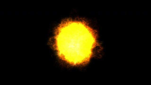 Sun, star, glowing, shining, with tendrils, 4k 24p, alpha channel for transparency. Long version
