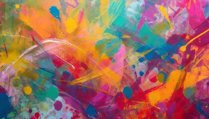 Abstract paint backdrop with vibrant colors and shapes. Colorful contemporary art