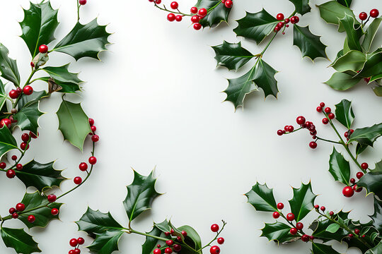 holly leaves and berries in the shape of a wreath wit