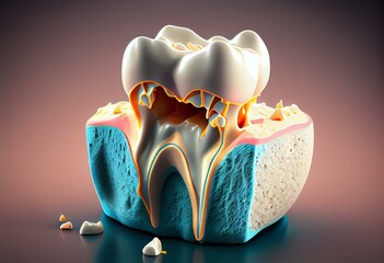 Molar Fissure dental fillings, Medically accurate 3D illustration of dental concept. Generative AI