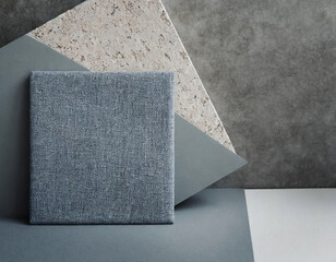 Interior design hard material samples in neutral colours