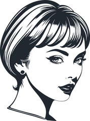 Portrait of a brunette woman with a short haircut, vector illustration