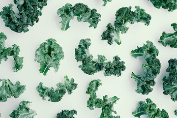 kale isolated on white background in the style of sur - obrazy, fototapety, plakaty