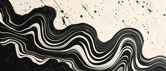 Organic wavy monochrome lines Abstract fluidity.
