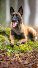 Belgian Shepherd beautiful dog in the forest