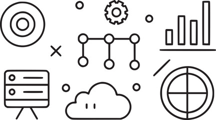 Data analytics icons set with vector collections. 