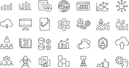 Data analytics icons set with vector collections. 