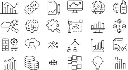 Data analytics icons set with vector collections. 