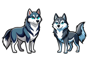 Huskey Dog Set vector isolated