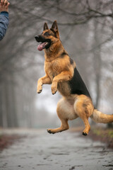 german shepherd dog sitting on the ground