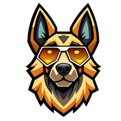 German shepherd dog wearing sunglass, vector isolated. 