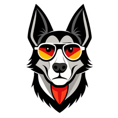 German shepherd dog wearing sunglass, vector isolated. 