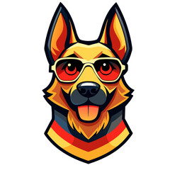German shepherd dog wearing sunglass, vector isolated. 