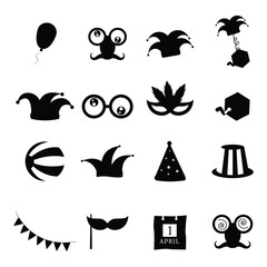 Set of april fools day icons white background