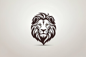 Minimalist lion head vector on a white background 