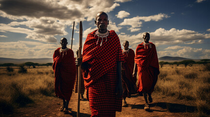 Members of the Maasai tribe in their distinctive