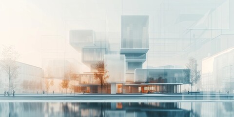 multiple exposure of modern buildings