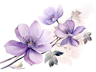 Two watercolor flowers illustration