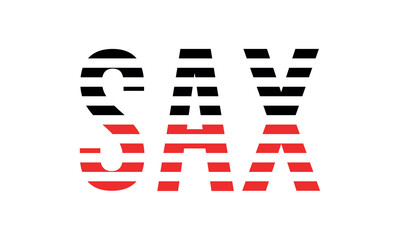 SAX three initial letter iconic line negative space minimal logo design vector template. monogram, abstract, wordmark, business, typography, minimalist, brand, company, flat, modern, unique, simple