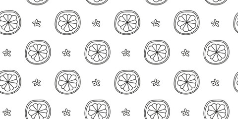 Seamless pattern with doodle orange fruit circles.