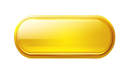 3d shiny yellow sign illustration. Gold rectangle button with frame. Button concept isolated on transparent background PNG

