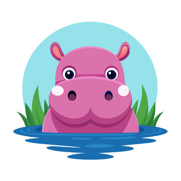 Majestic Hippo Illustration Striking Artwork of the Mighty River Creature