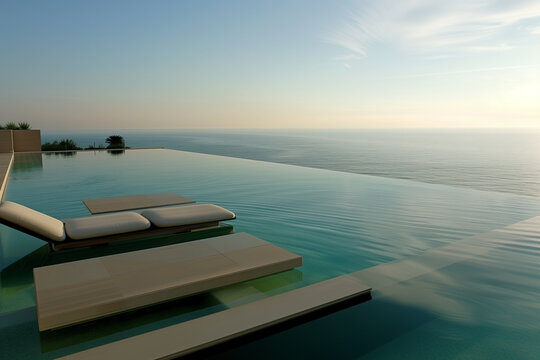 Design minimalist beachfront infinity pool