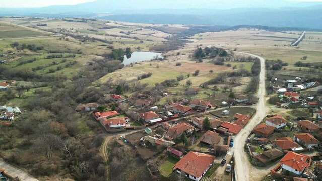 Panoramic view over authentic houses in folk  Bulgaria Jeravna
