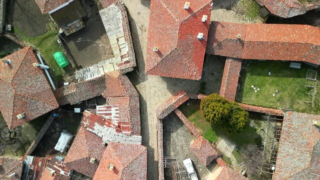 Panoramic view over authentic houses in folk  Bulgaria Jeravna