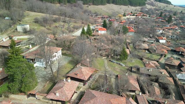 Panoramic view over authentic houses in folk  Bulgaria Jeravna