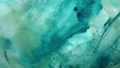 Blue-green teal abstract background. Watercolor painting.