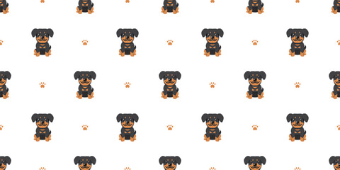 Cartoon character rottweiler dog seamless pattern background for design.