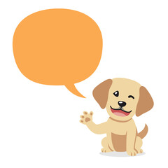 Vector cartoon character labrador retriever dog with speech bubble for design.