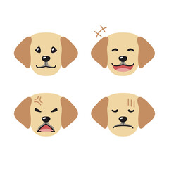 Set of cute character labrador retriever dog faces showing different emotions for design.