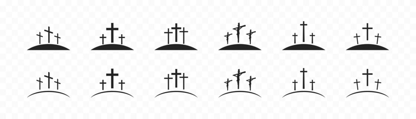 Cross symbol. Three crosses. Calvary. Vector.